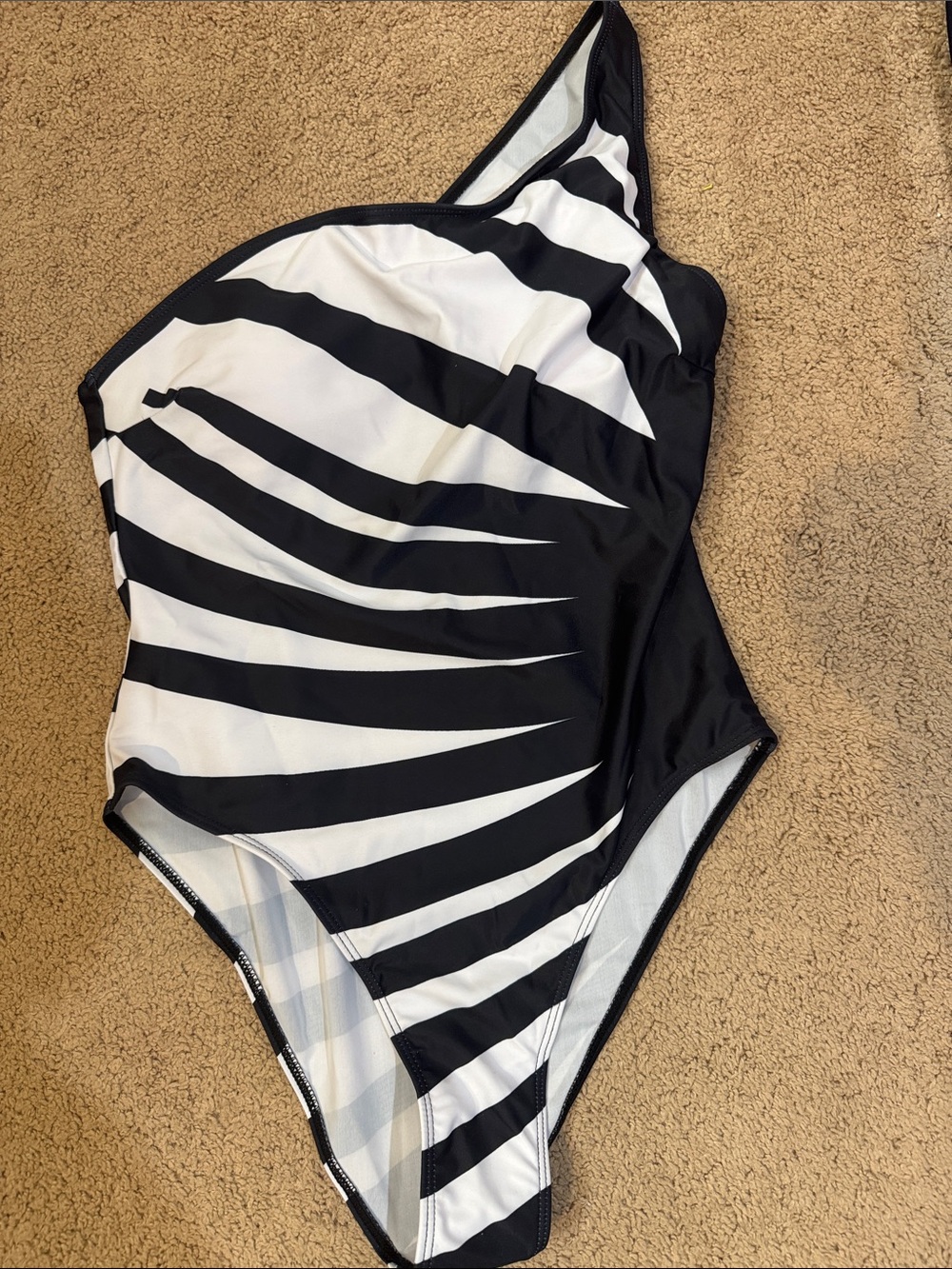 Kids Black & White Zebra One-Piece Swimsuit